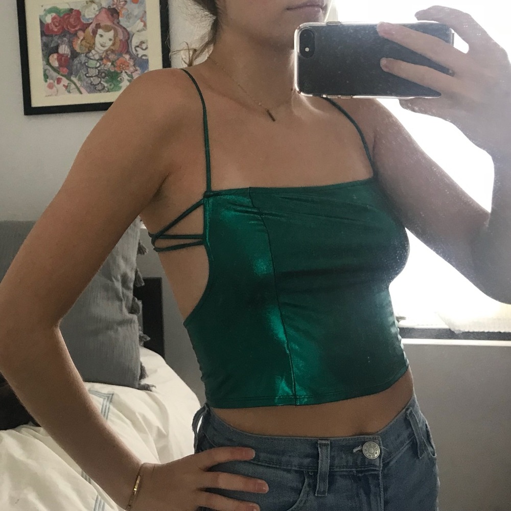 Free People Metallic Strappy Top